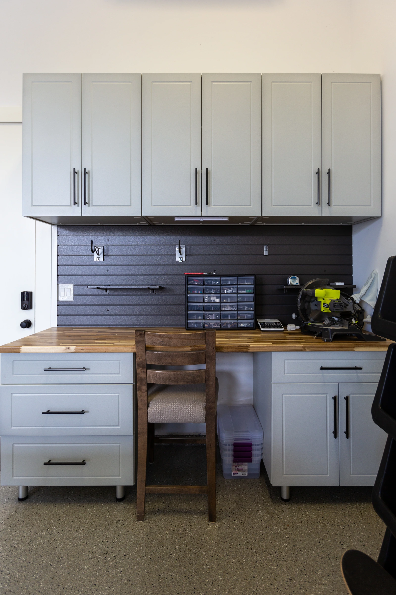Custom garage cabinet layout