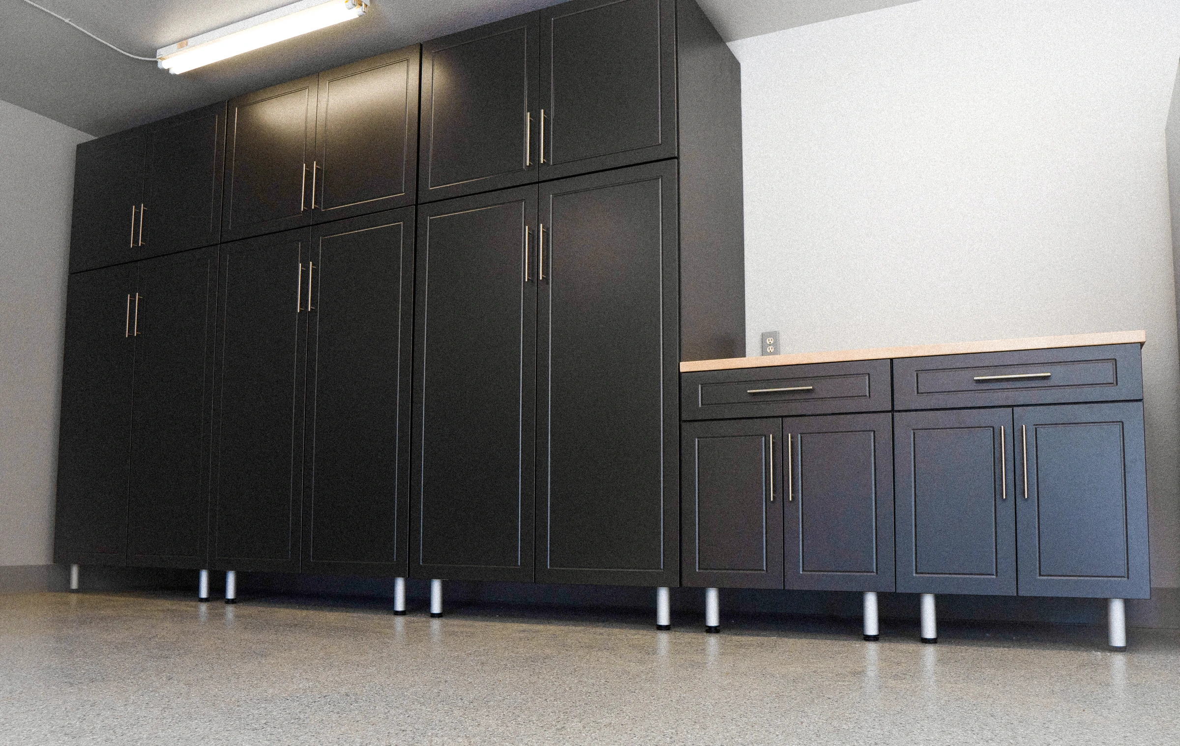 Pewter garage cabinet installation