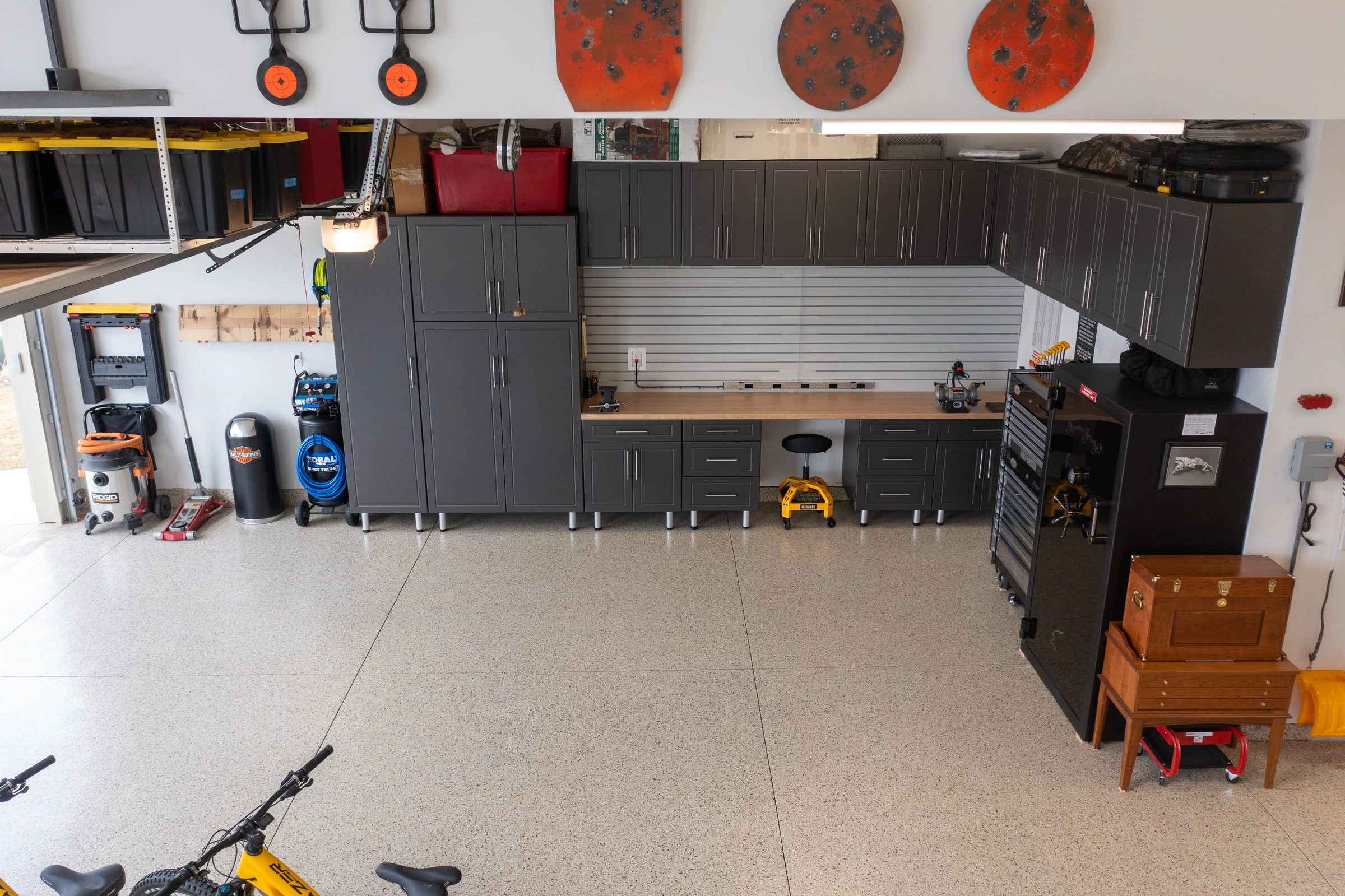 Corner garage cabinet installation