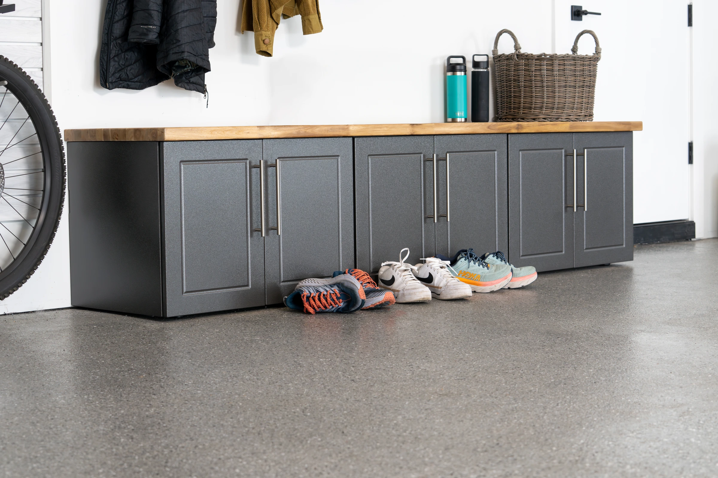 Garage shoe bench