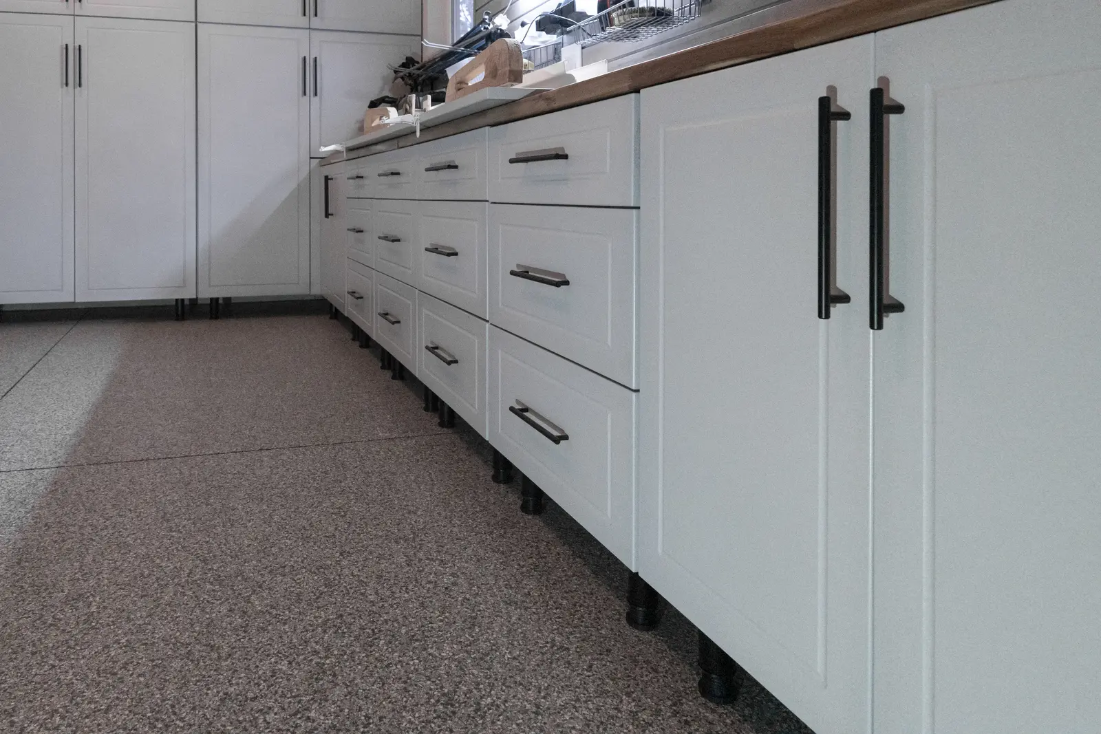 Adams platinum black garage cabinets