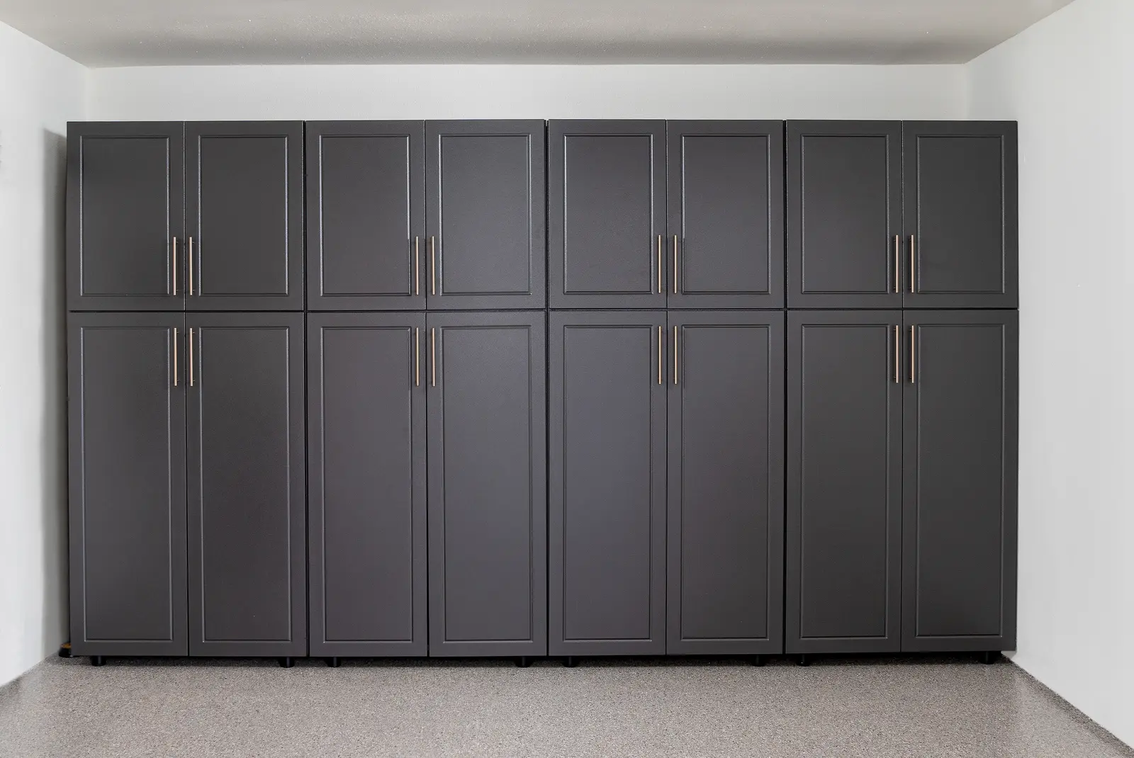 Blue garage transformation after