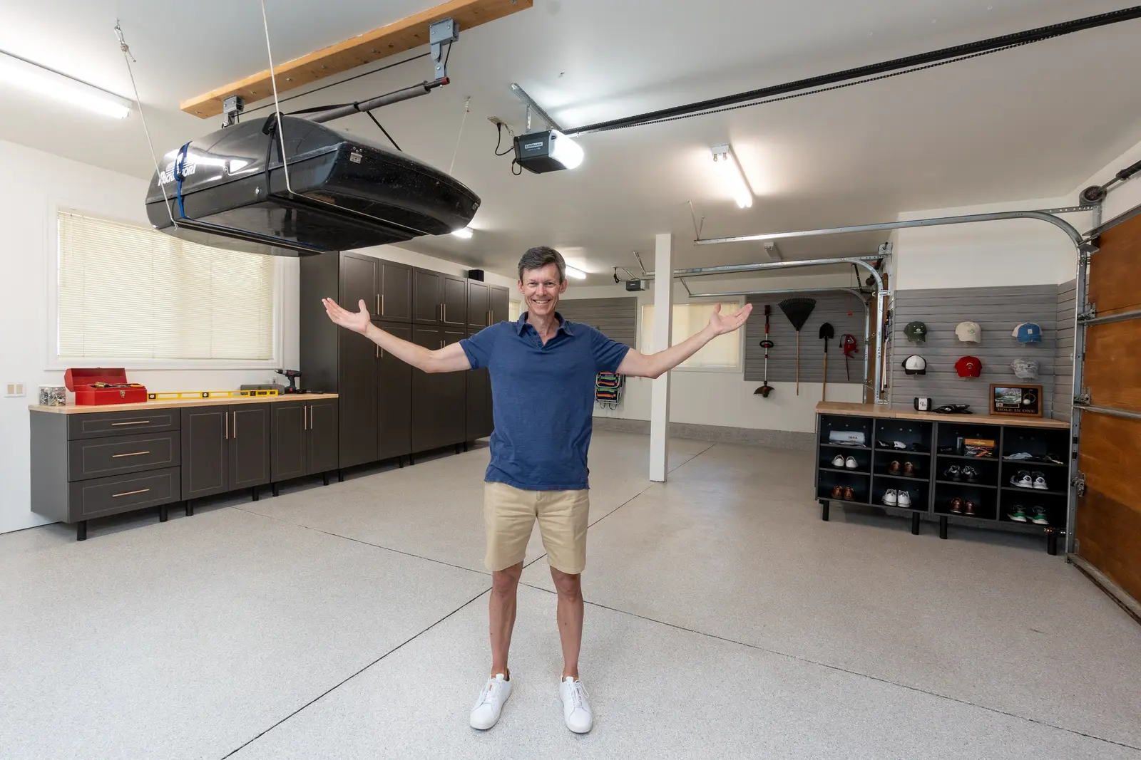 Happy Fleck customer with garage cabinets