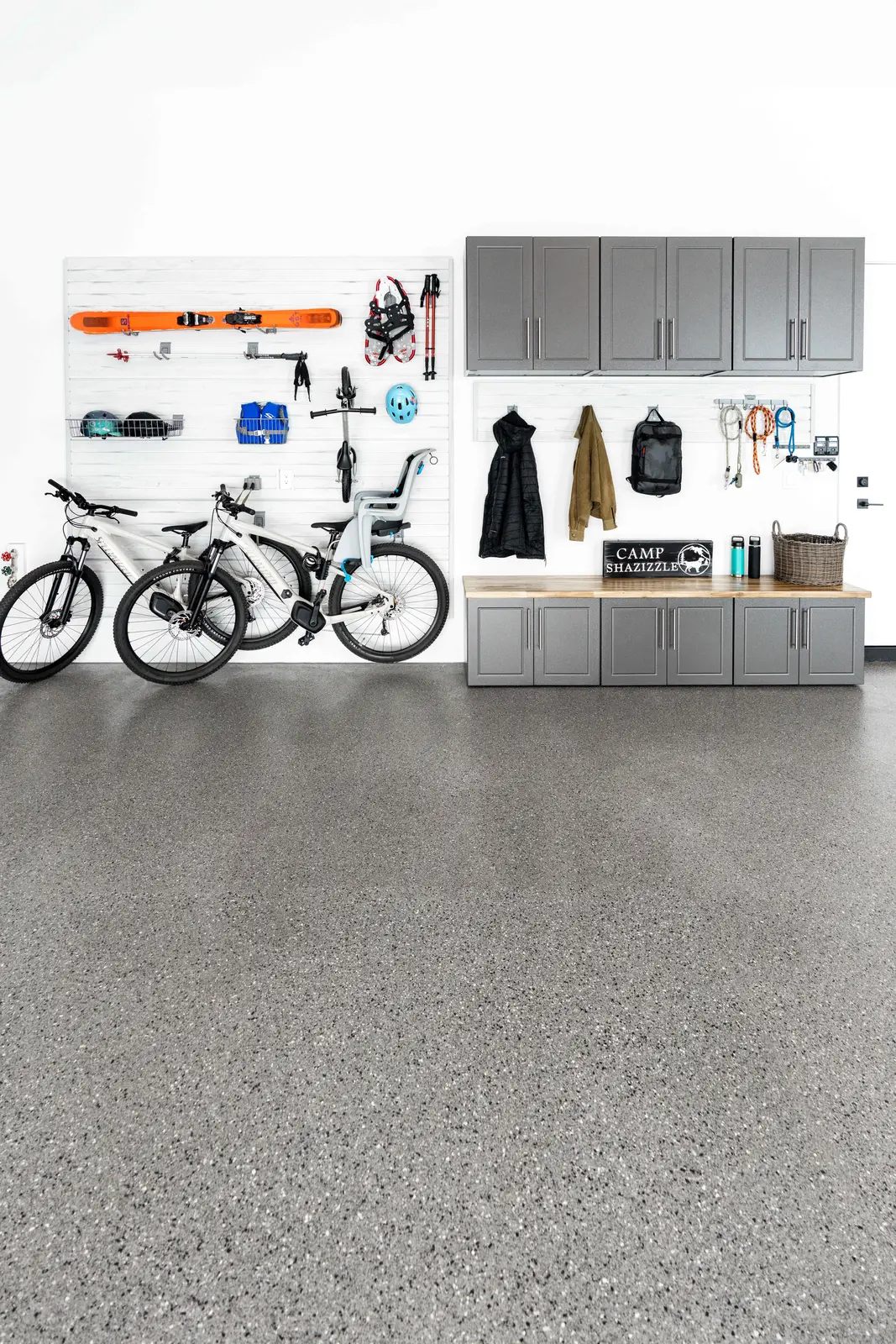 Wagner slatwall with bikes and custom shoe storage
