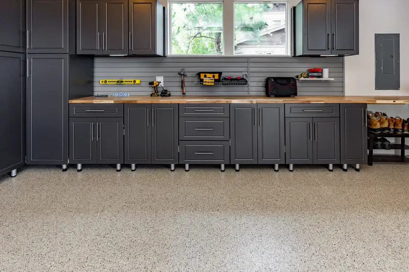 Custom powder-coated workbench installation by Unger Powder Coating